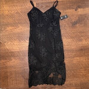 GUESS Black Lace Midi Dress Size 4